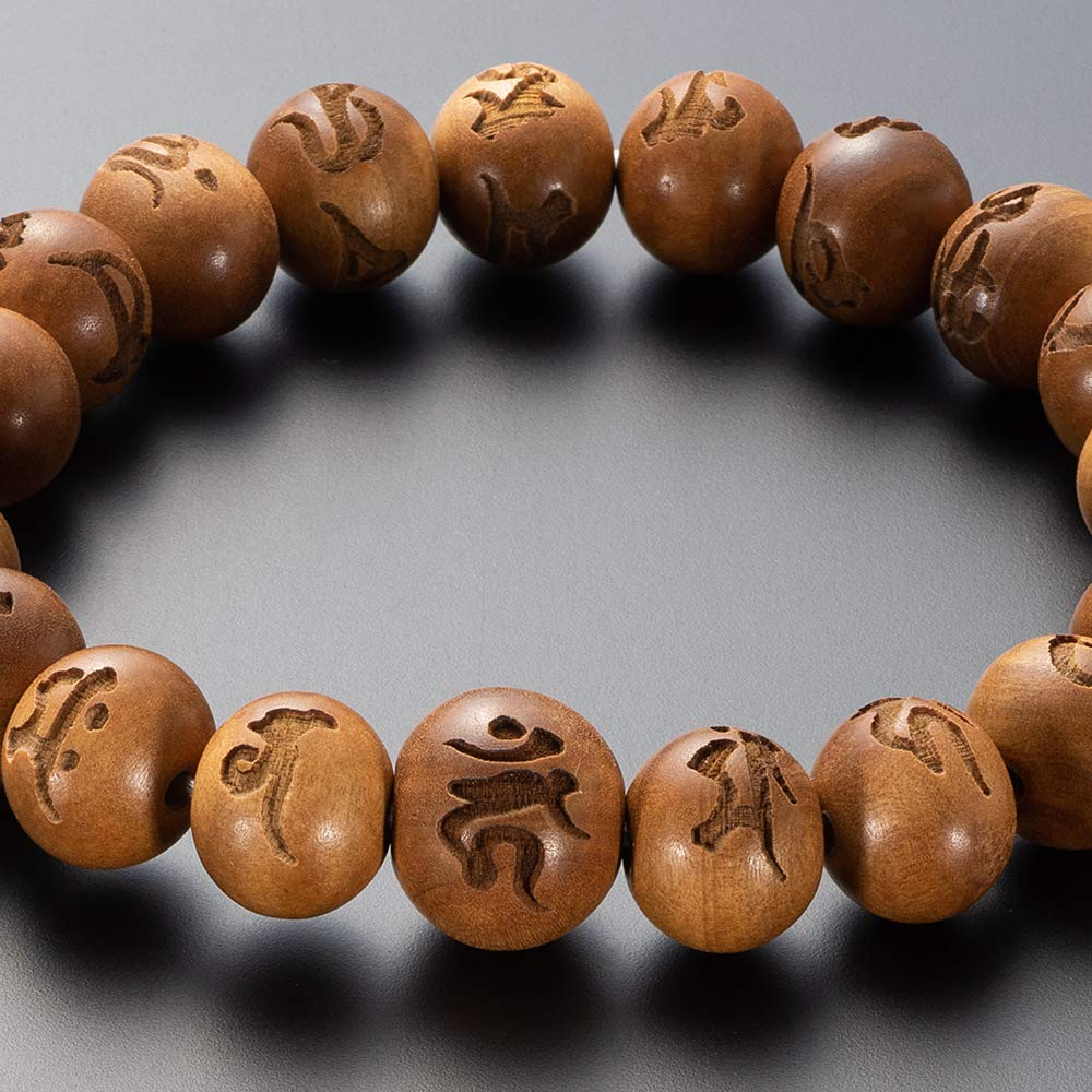 Buddhist Altar Shop Takita Shoten Specially Selected Bracelet Prayer Beads Wooden Bracelet Engraved with Fudo Mantra Indian Sandalwood 10mm Beads The