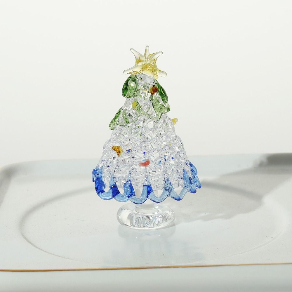 Cartoon Glass Christmas Tree Ornament Colorful Figurines Collectibles  Desktop
