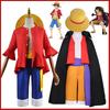 Anime Piece Pirat Luffy Cosplay Kostüme Monkey D Sonnengott Zwei Jahre später Cos Erwachsener Kinder Karnevalsparty Rotes Oberteil Hosenanzüge Hut