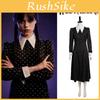 The Addams Family Wednesday Cosplay Costume Black Dress Halloween Party