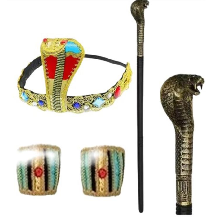 Pharaoh Hat Sceptres Hairband Cosplay Queen of Egypt for Halloween Cosplay