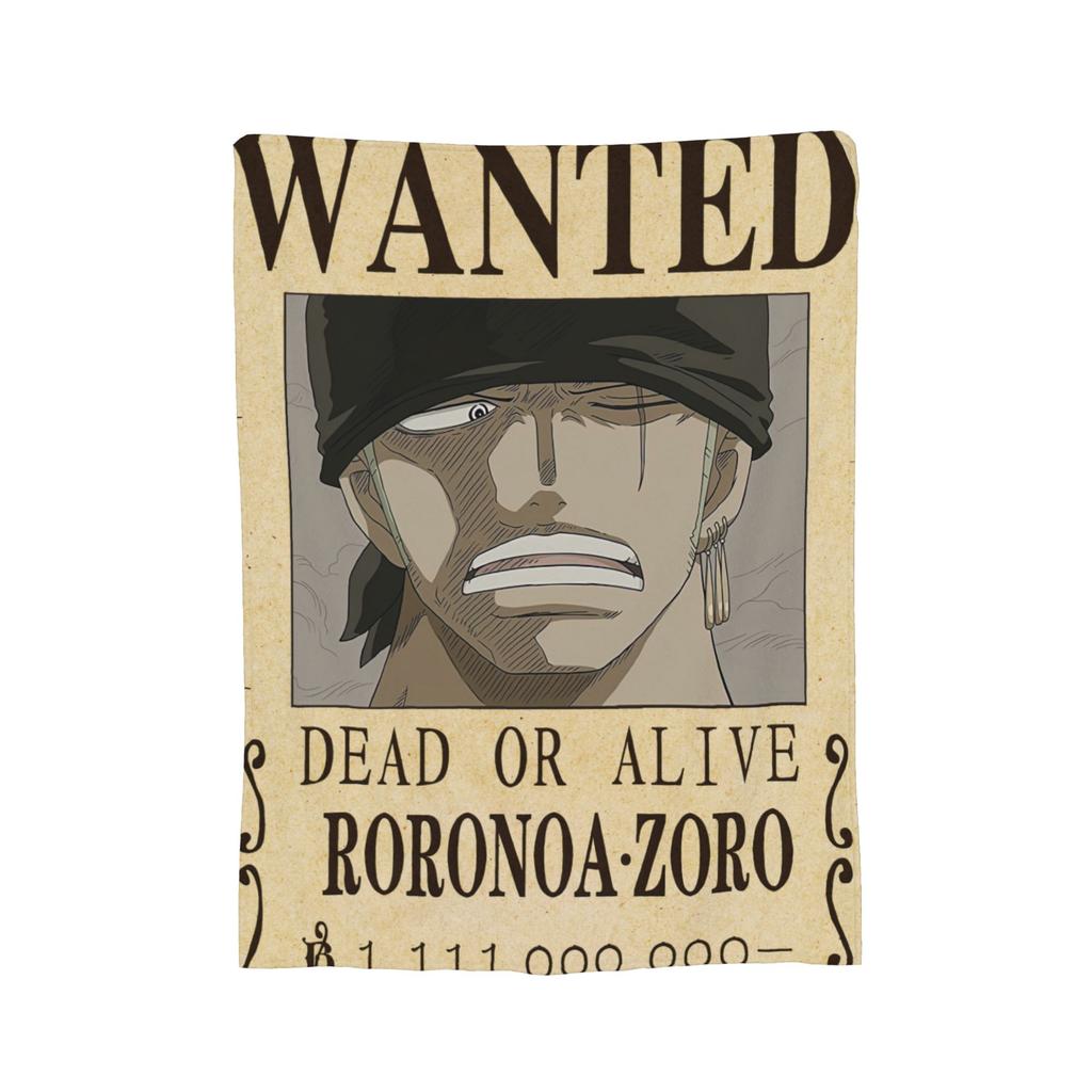 Anime One Piece Wanted Posters Blanket Fleece Decoration  Portable Ultra-Soft Throw Blankets for Bedding Office Bedding Throws