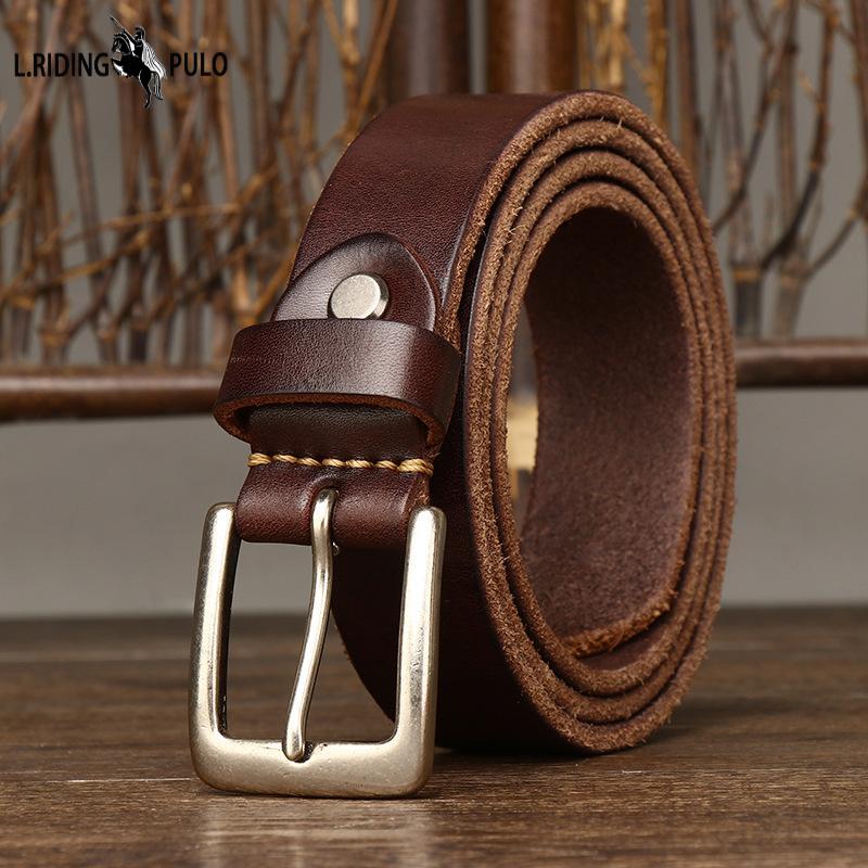 Men's Pin Buckle Belt Men's Leather First Layer Pure Cattlehide Simple All-Match Casual Jeans Belt