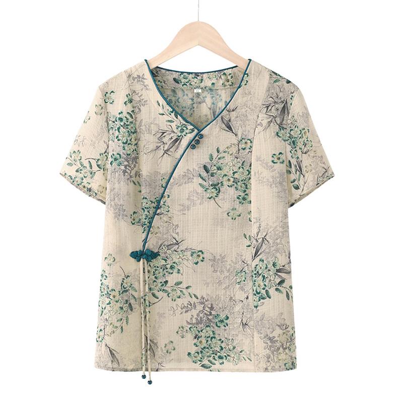 New Chinese Style Embroidered Short-Sleeved Blouse & Set