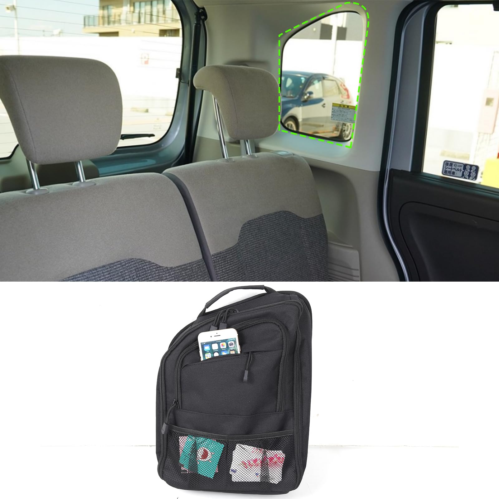 

METYOUCAR Car Rear Window Storage Bag for Honda JF3 JF4 Fabric Material with Suction Easy Large Customizable Accessory N-BOX 2017-2021, Cups, чёрный