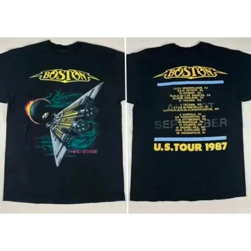 Summer Cotton T-shirts 1987 Boston Rock Band Tour Men's and Women's T-shirts for Casual Fashionable and Daily Wear Oversize
