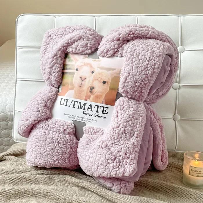 Fashion Best-selling Lamb Wool Blanket Solid Color Thickened Blanket Lunch Break Blankets Warm Bed Sheet Mantas De Cama Cobijas