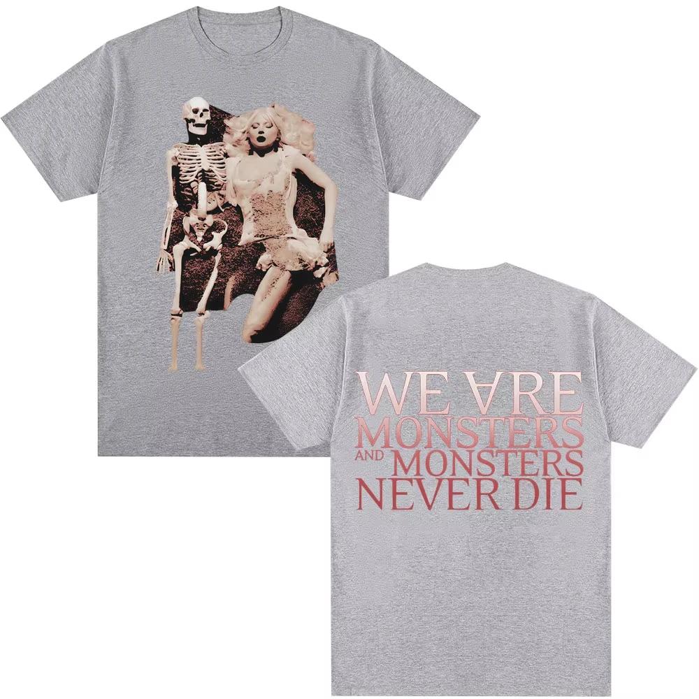 

Spring Summer Lady Gaga The Mayhem Ball Tour Retro T-Shirt Little Monster Gothic Punk Fashion Cotton Short Sleeve Shirt 3XL
