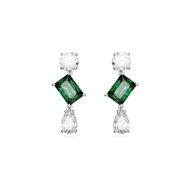 Swarovski Mesmera Rhodium Plated Zirconia Earrings Women earrings Green 5665878 Box (Random Color)