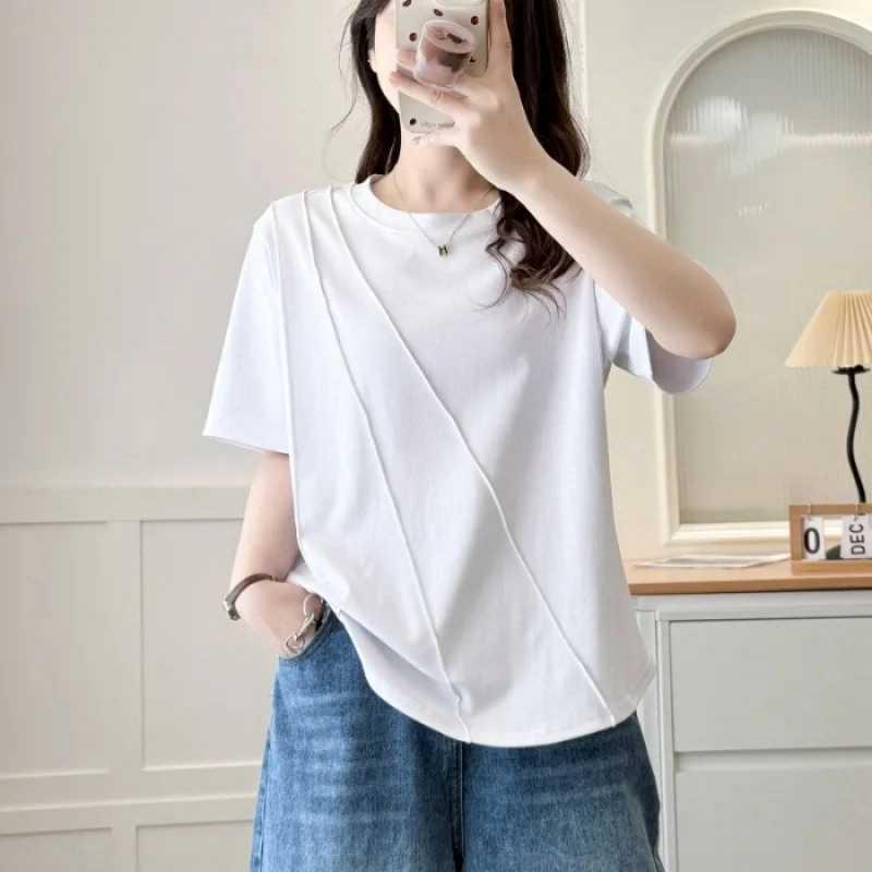 Plus Size Women s Slimming Irregular Shoulder T-Shirt 3XL