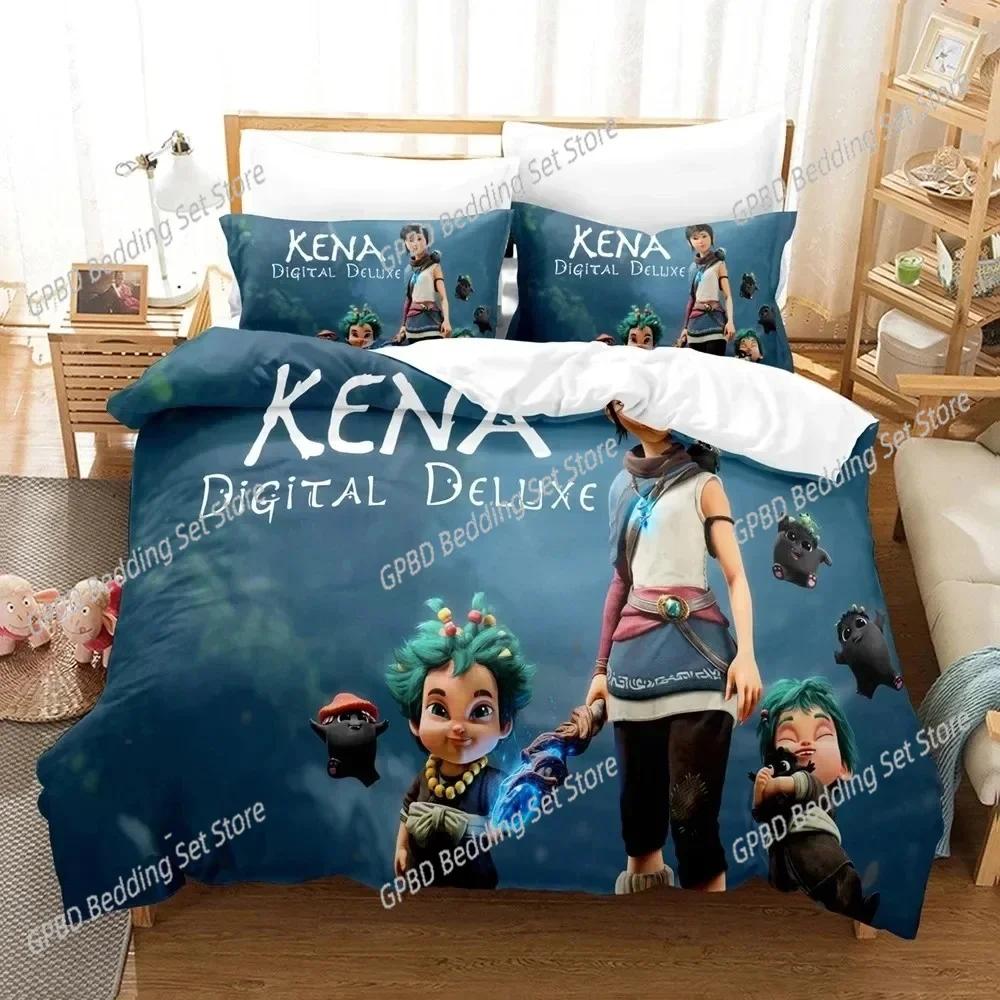 Comforter 3D Anime Game Bridge Spirits Kena Bedding Set 3D Printed Suitable For Bedroom Kids Home Textile