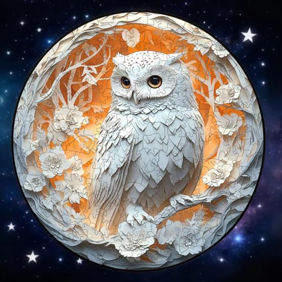 1 Set Wooden Animal Jigsaw Puzzle White Owl Lion Hummingbird Puzzle Challenge Game Educational Difficult Puzzle Toy Home Decoration