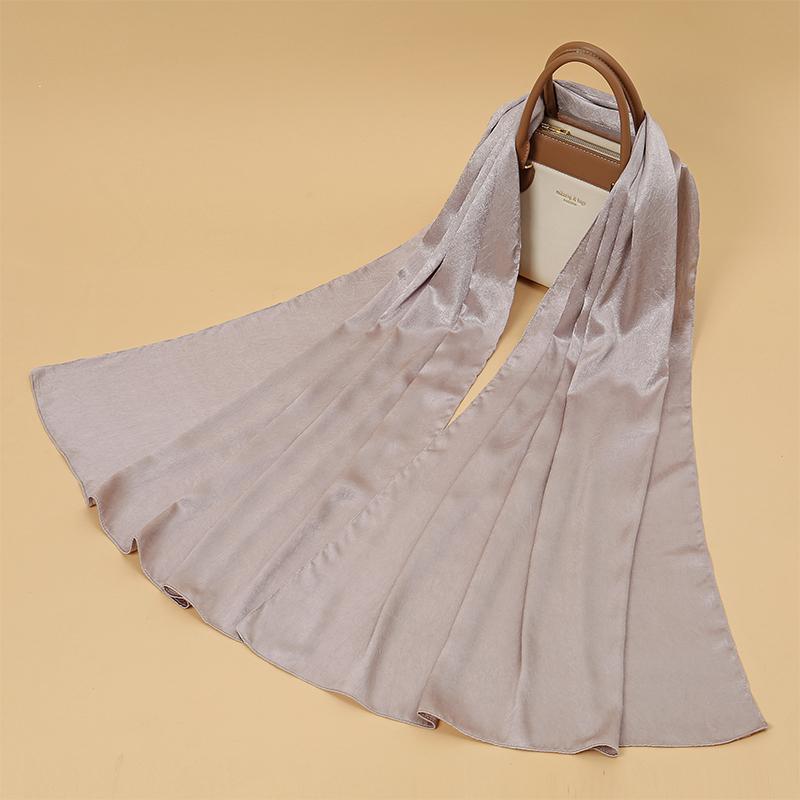 Fashion Design Classic Shiny Silk Scarf Women Soft Hijab Solid Color Handband Shawls Wraps Muslim Scarves Stole