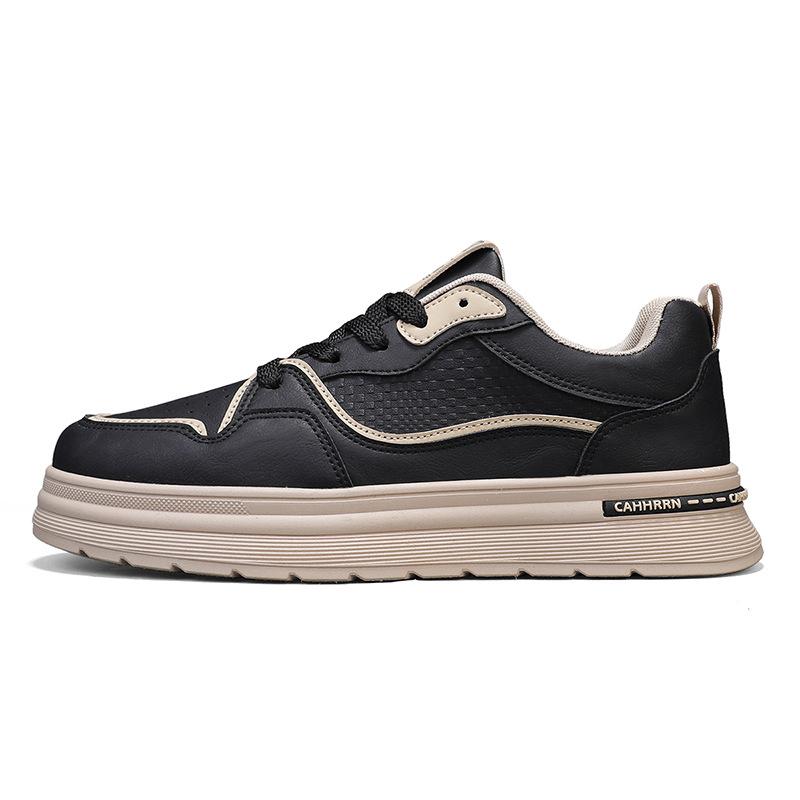 Spring new thick-soled men's casual sports board shoes low-top leather wear-resistant youth trend simple men's shoes