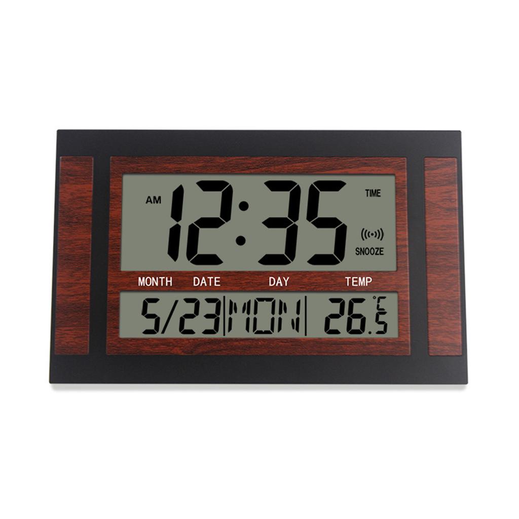 Digital Alarm Clock Battery Powered LCD High Definition Screen Wall/Desk Clock With Indoor Temperature Calendar