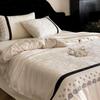 Elegant Princess Tencel Cotton Linen Blend Jacquard Bedding Set with Lace Trim - 4 Pieces
