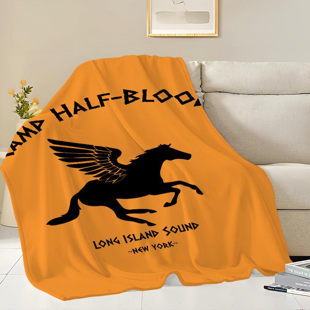 P-Percy J-Jackson Camp Half-Blood Blanket Flannel warm comfort soft plush blanket For Picnic Beds Sofas Homes And Bedrooms