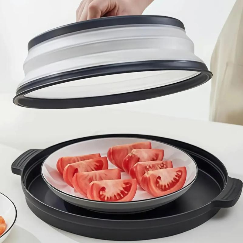 Microwave Food Splatter Cover Foldable Multifunction Splash Collapsible Guard Kitchen Gadget Colander For Meal Steaming Tray