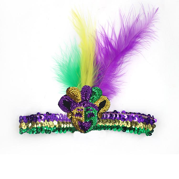 Carnival Sequin Feather Headband: Three Colors Festival Party Props