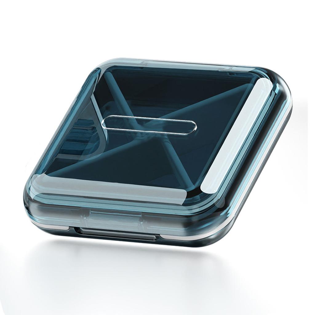 Tragbarer Medikamenten-L-Koffer Silikon Edelstahl Hohe Dichte Reise-Medikamentenkoffer für Vitamin Medikament Blau