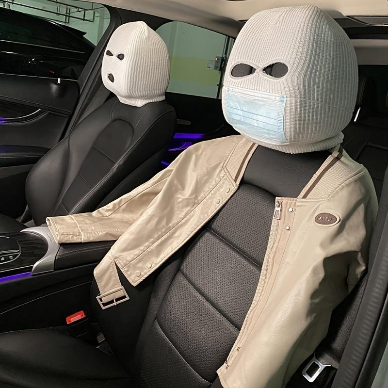 2pcs Set Car Headrest Seat Head Cover Personality Funny Car Universal Headrest Cover Black and White Headcover
