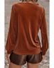 Azura Exchange Chestnut Half Zip V Neck Ribbed Velvet Top