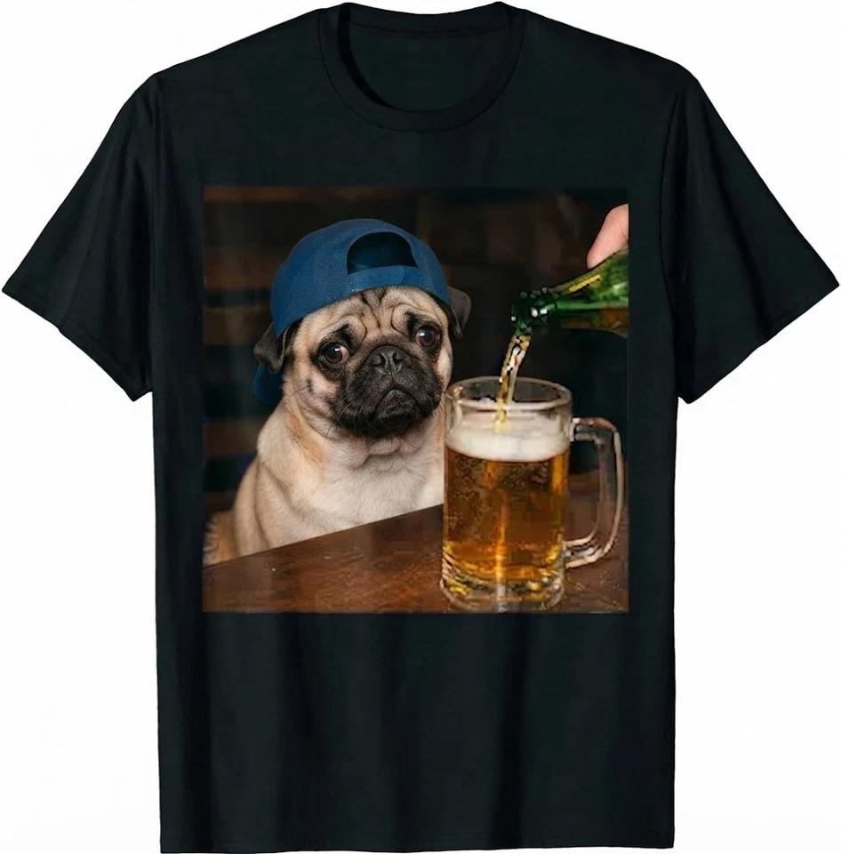 Pug Drinking Beer Funny Dog Meme T Shirt 4XL