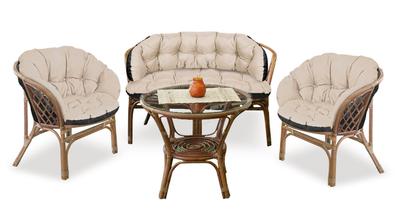 Conjunto de jardim 2x122x40cm + 190x40cm para cadeira, sofá, baloiço, móveis de Rattan, impermeável, bege
