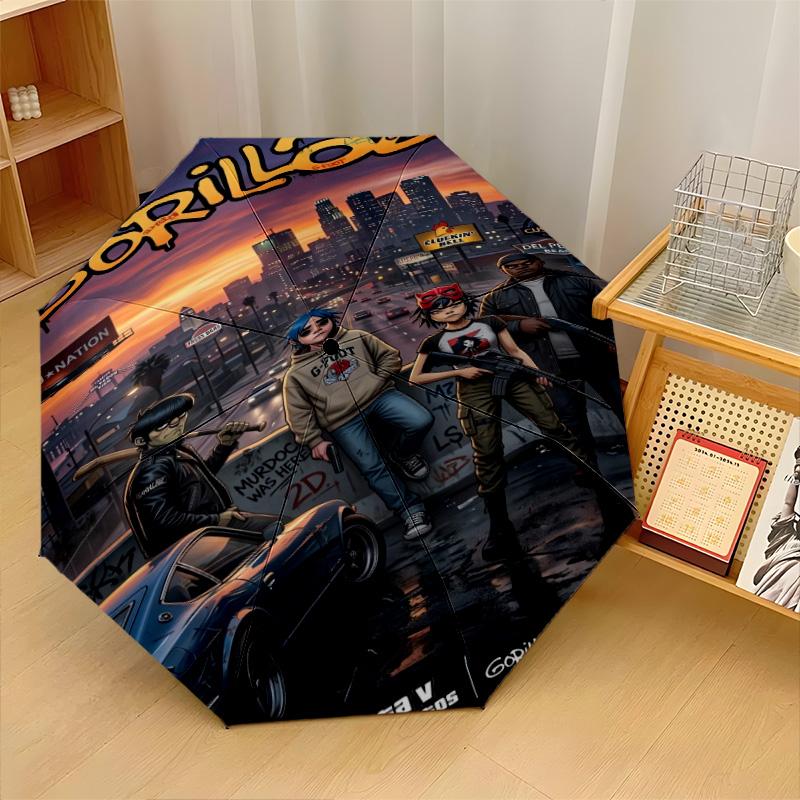 Gorillaz Windproof Auto 8 Rib Folding Umbrella Portable Outdoor Parasol