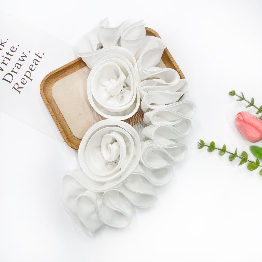European And American Solid Color Fungus Edge Flower Applique Wedding Dress Accessories Three-Dimensional Rose Clothing Accessories Cloth Sticker