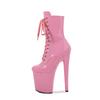 LAIJIANJINXIA New 20CM/8inches Pink PU Upper Sexy Exotic High Heel Platform Party Women Model Boots Pole Dance Shoes SY-A105