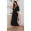 Women's Casual Fashion Trend Summer V-neck Waist Midlength Dress