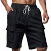 Pantaloncini estivi da uomo, tinta unita, casual, stile regolare, con cinture elastiche, coulisse, pantaloncini cargo traspiranti