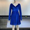 2026 New Women's Velvet Bodycon Dress, V-Neck Long Sleeve Short Cocktail Dress with Waist Cinching, Sexy Holiday & Party Velvet Gown