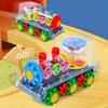 Transparent Small Train Gear Linkage Light Music Toy