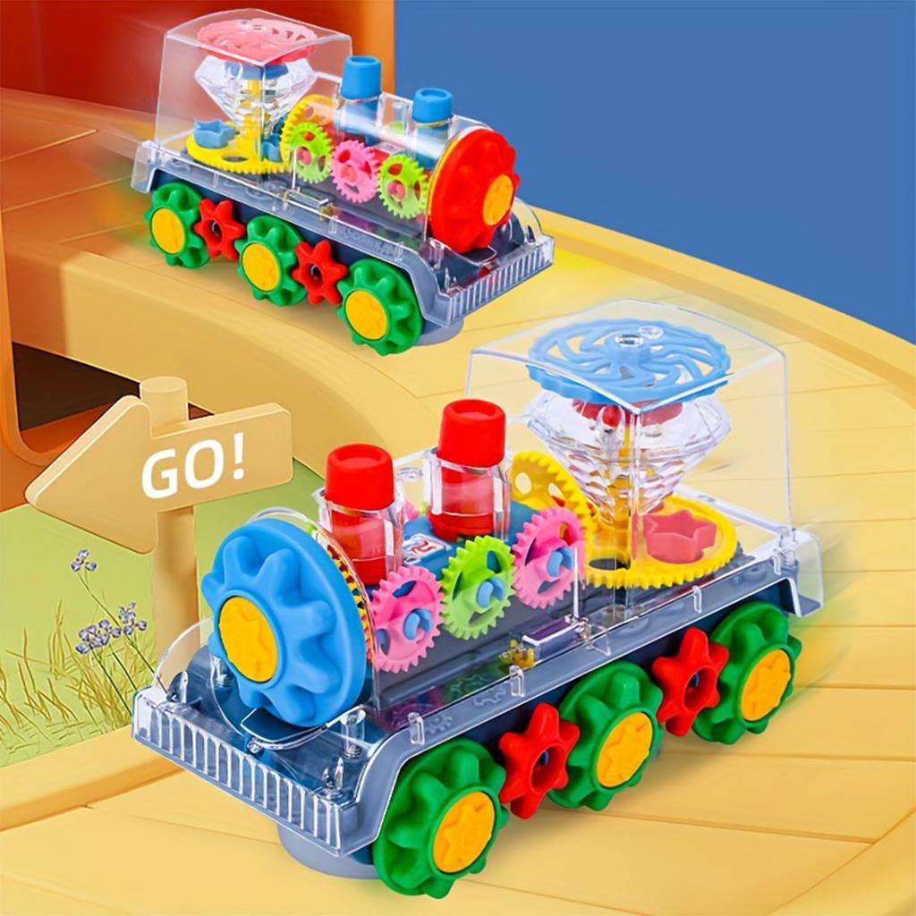 Transparent Small Train Gear Linkage Light Music Toy
