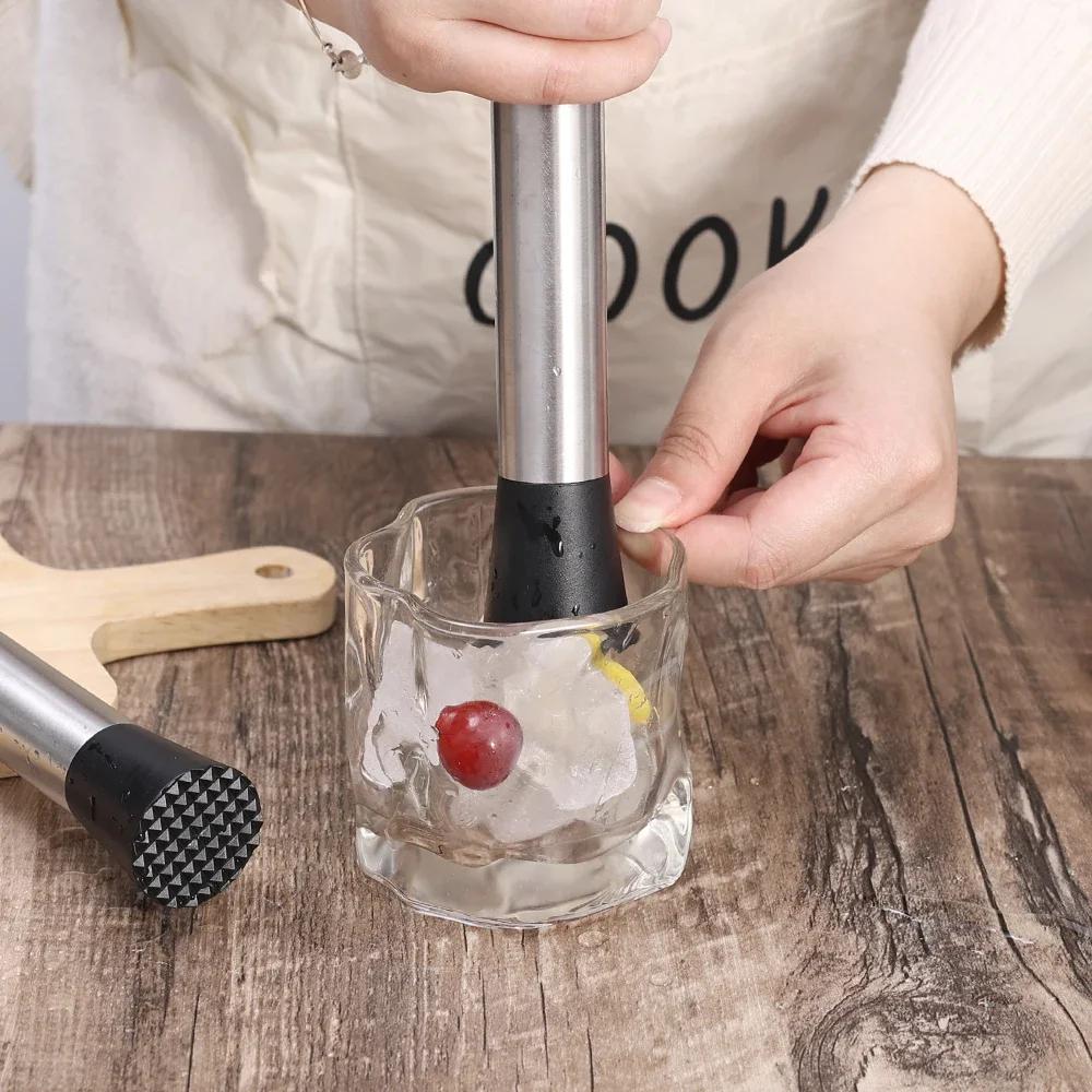 Stainless Steel Ice Muddler Sticks Multi-function Crushed Hammer Wine Cocktail Ice Mixing Tool for Bar Party Barware Accessories