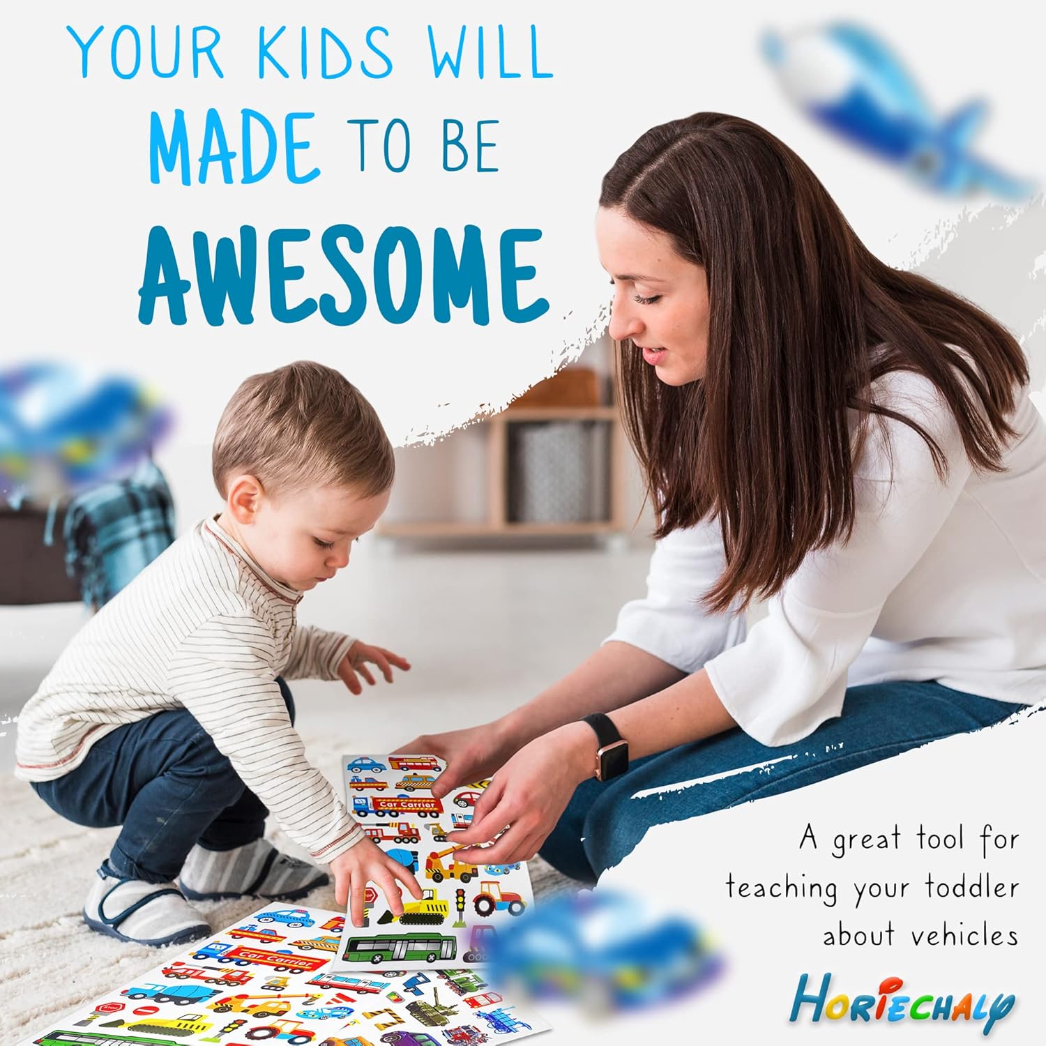 HORIECHALY Transportation Stickers for Kids, Teaching Aids for School and Home, Rewards and Gifts, Colorful and Safe, 280 PCS of Cute Decals with