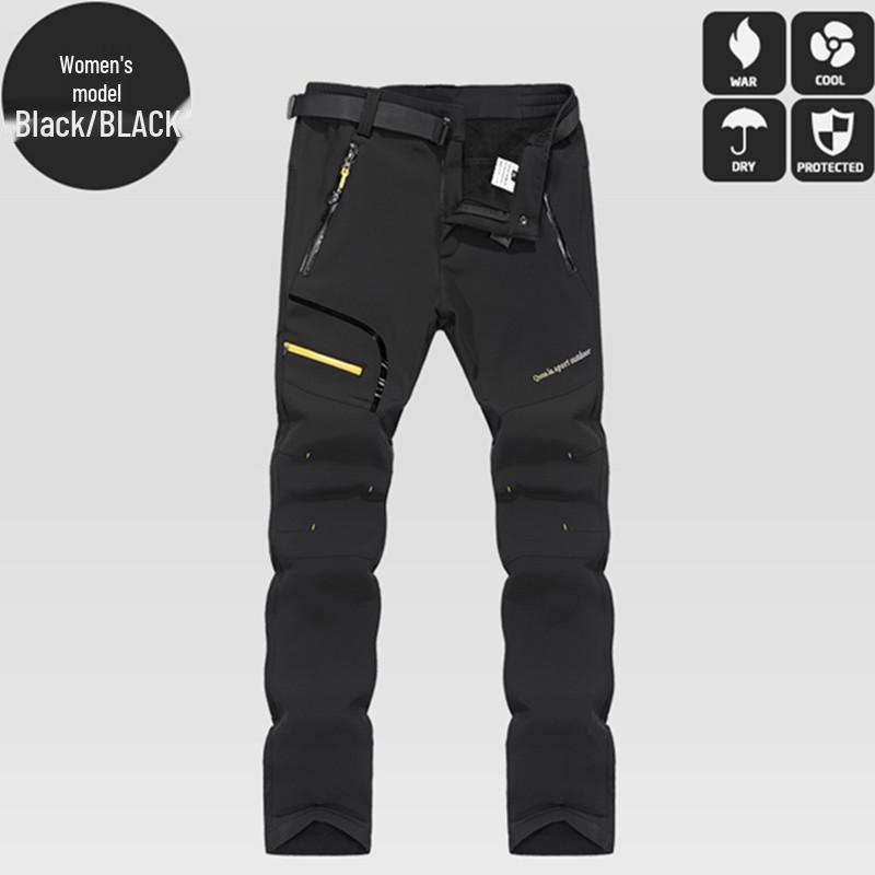 Men's and Women's Winter Fleece-Lined Windproof Pants: Warm, Thickened Softshell for Outdoor Wear, Available In Plus Sizes