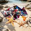 Custom Name Personalized Superhero Print Beach Towel, for Trip Camping Beach Party Home Decor, Birthday Gift for Family & Friends