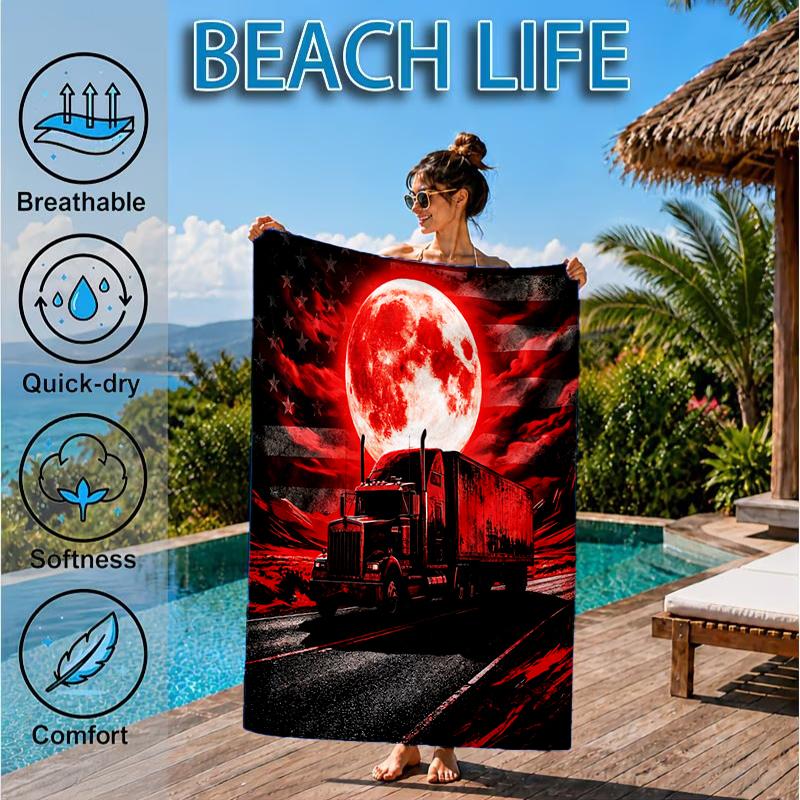 Thunder Truck Journey Beach Towel, Microfiber Beach Towel, Perfect For Pool, Beach, Travel, Home Decor Beach Party Fan gifts