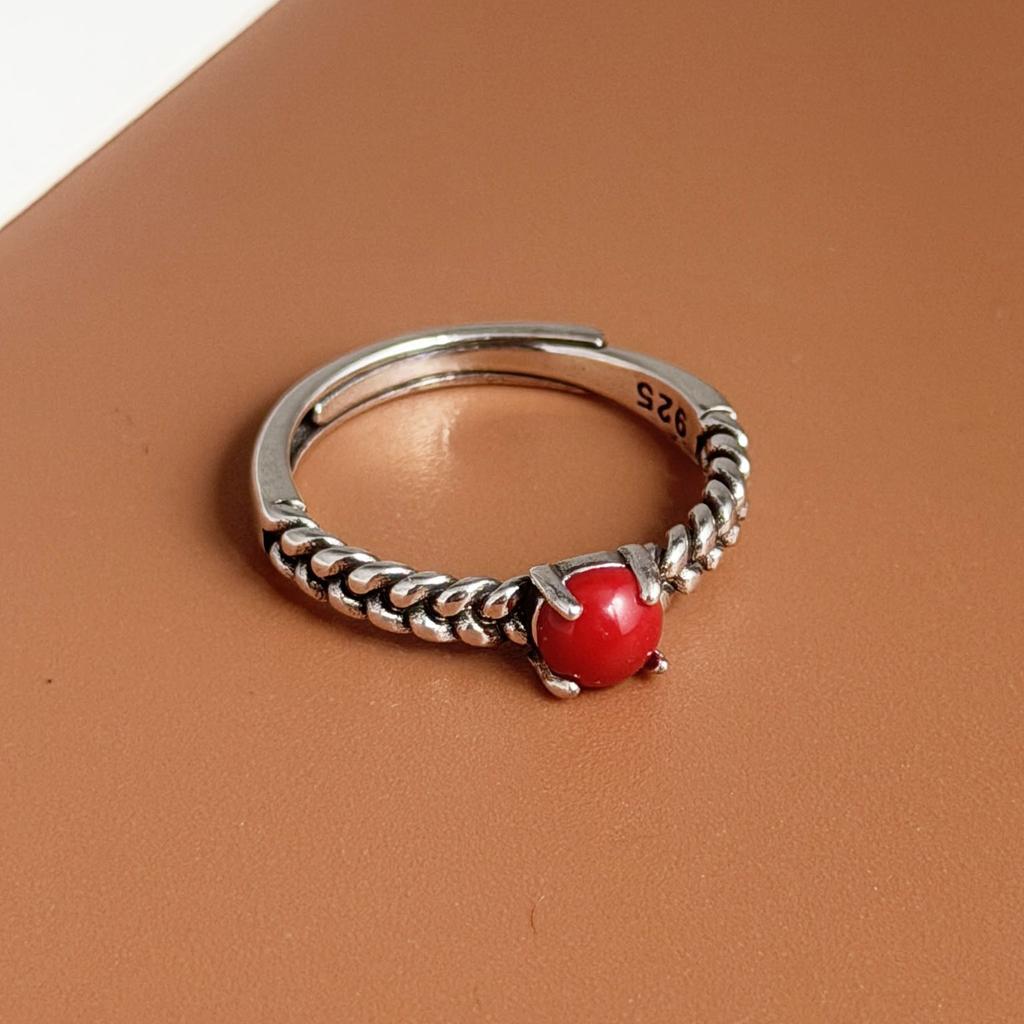 Xiaomi BF CLUB 925 Sterling Silver Ring For Women Jewelry Retro Black Red Stone Vintage Handmade Ring Allergy For Party Birthday Gift