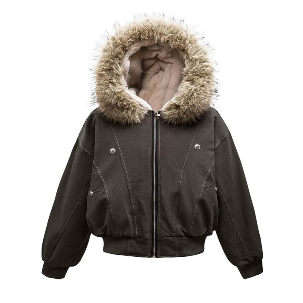 Retro Autumn and Winter Metal Buckle Design Hooded Jackets Men's Thick and Warm Hooded Cotton Jacket Long Sleeved