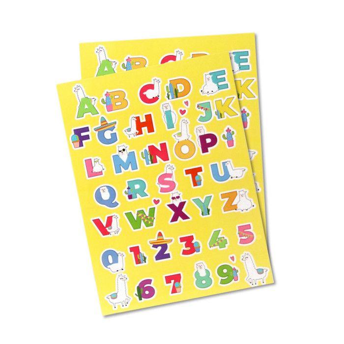 Gommettes Alphabet - Thème Lama - 86 pièces - 2 à 3 cm - Couleurs Assorties - Mixte