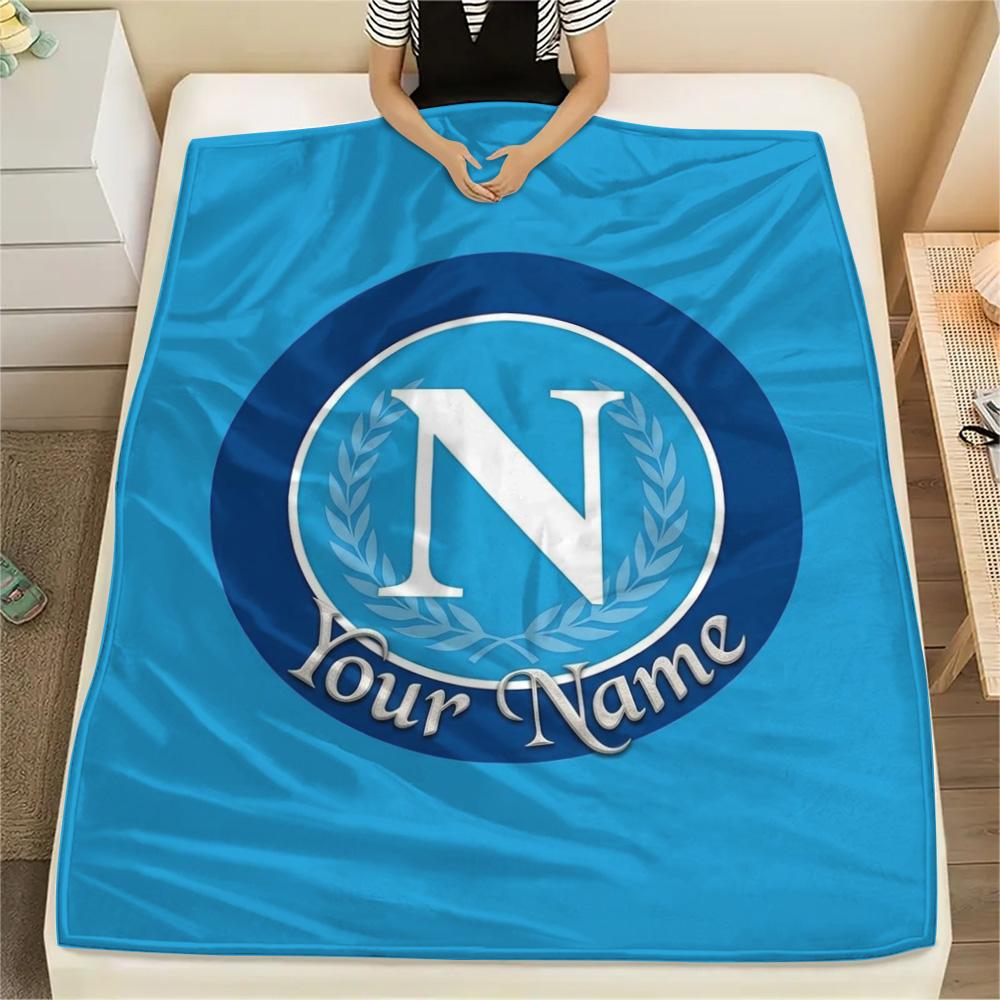 1 Stück Napoli Wappen Benutzerdefinierter Name Gemustert Flanell Decke Geeignet für Alle Jahreszeiten Für Heimdekoration Wärme Und Komfort Geschenke Feiertagsgeschenk
