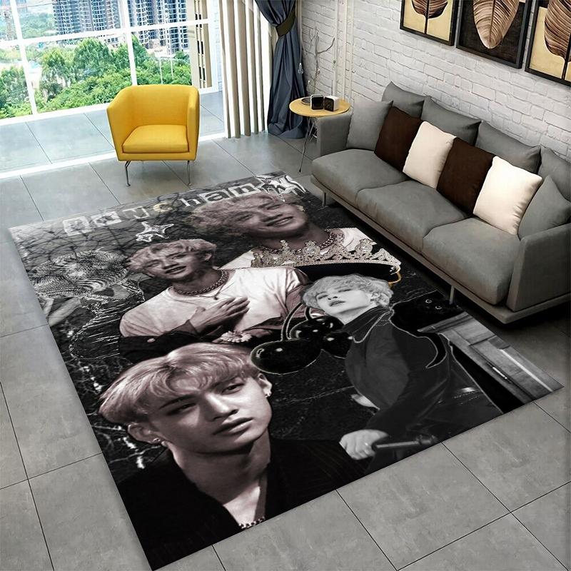 Fashion Kpop Bang Chan Stray Kids Non-Slip Area Rug for Living Room,Bedroom,Playroom,Soft Carpet Floor Mat Home Decor Rug Gift