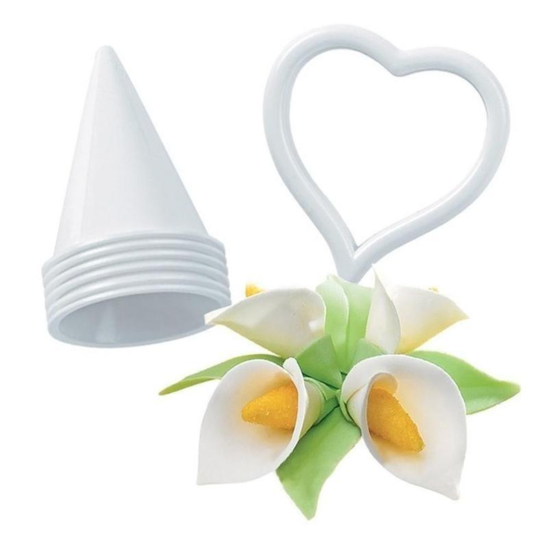 6 pçs/conjunto Molde de Bolo de Flor Copo de Leite de Plástico Cortador de Biscoito Fondant Molde para Decoração de Bolo DIY Casamento