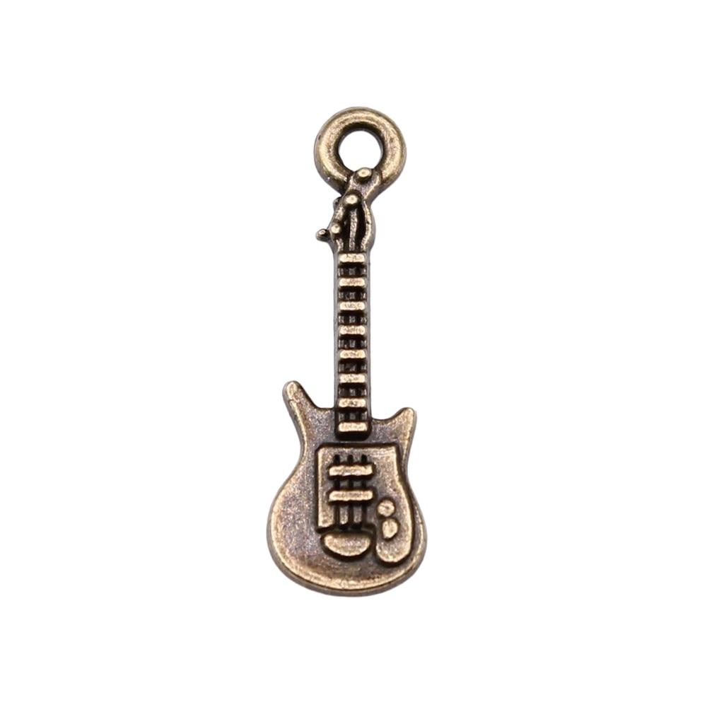 10 Stück 24x7mm Antik Silber Farbe Gitarre Charms Anhänger für Schmuckherstellung DIY Schmuckzubehör