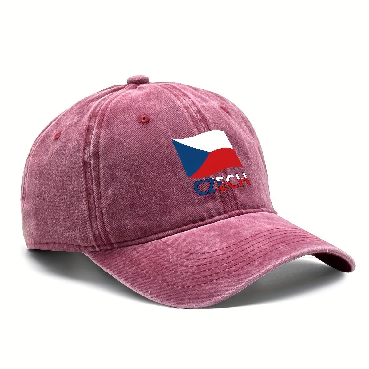 

Czech Flag Baseball Cap Vintage Lightweight Adjustable Czech Republic Tricolor Hat for Adults Outdoor One Size красный
