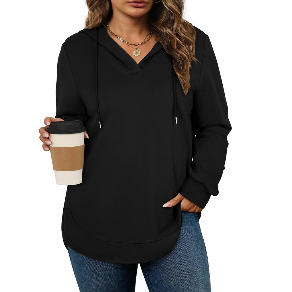 Hanorac de damă casual la modă, culoare uni, cu mânecă lungă